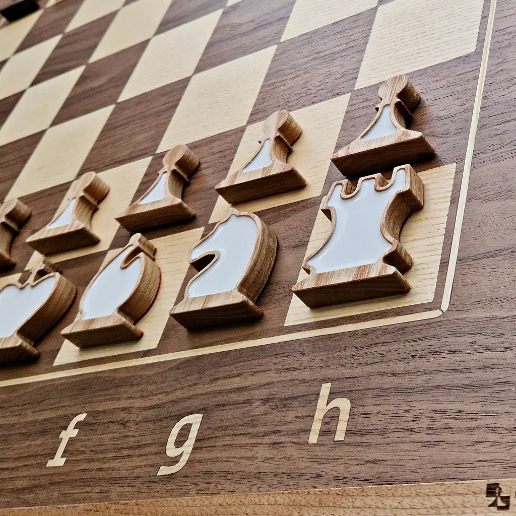 White hanging chess pieces