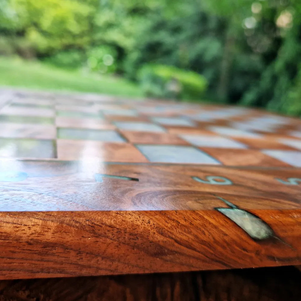 Chessboard with pearl green field Art and Handmade