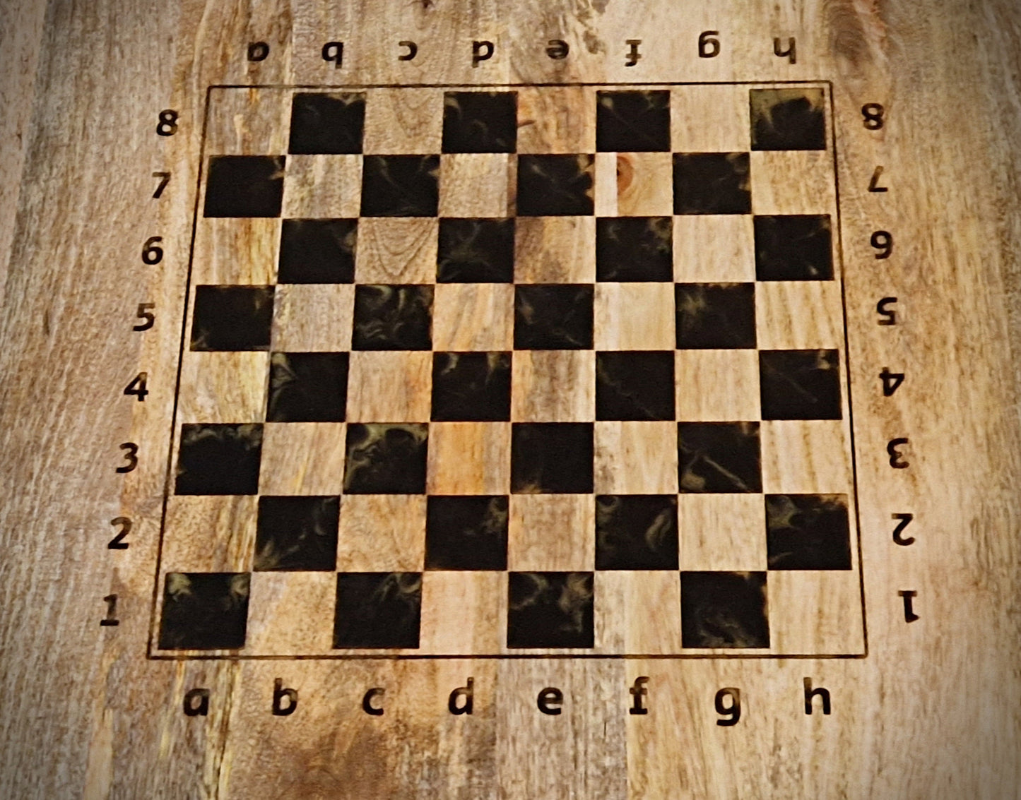 Mango loft chess toptable with black epoxy resin