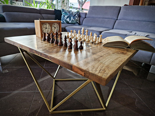 Diamond Gold Chess Table with Black Field