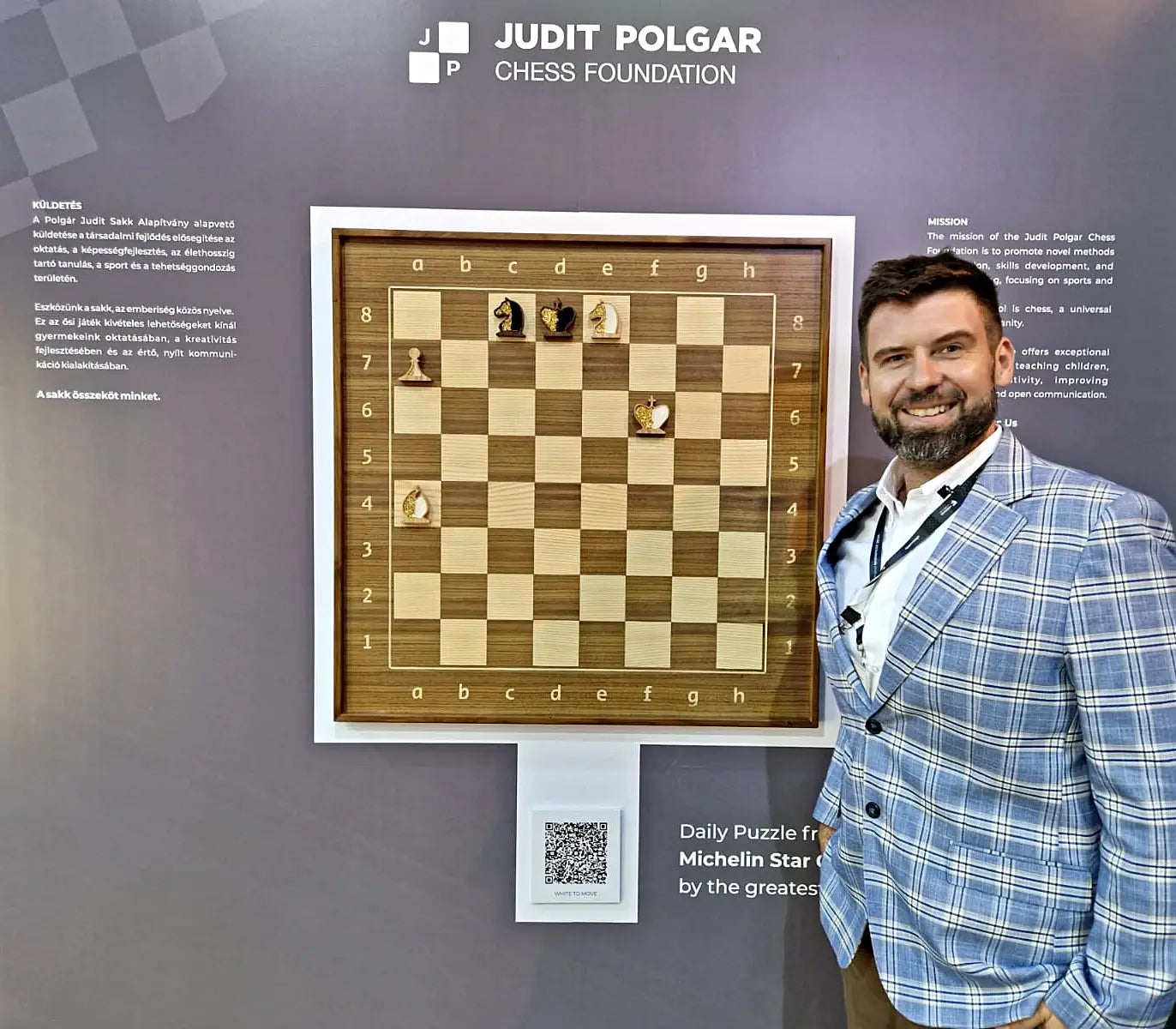 Chess Olympiad 2024 Budapest —Michał Fudalej in Judit Polgar Expo Zone