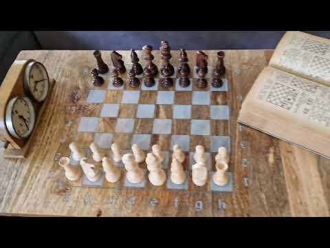 Mango loft chess table with white epoxy