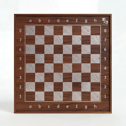 ChessboINK vertical wall chess board – American walnut with silver and gold hand-painted fields