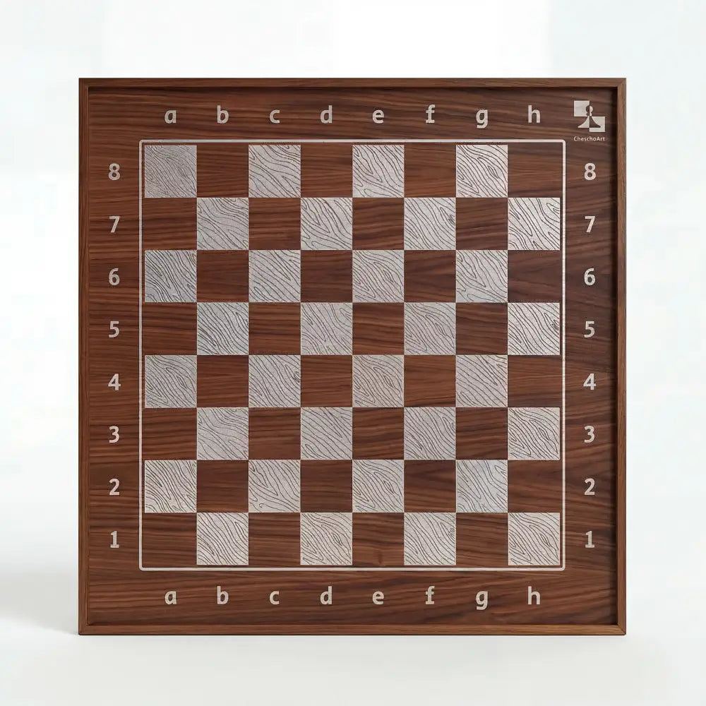 ChessboINK wall chess board in American walnut with silver and gold hand-painted fields