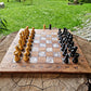 American Walnut Handcrafted Chessboard with epoxy silver leaf