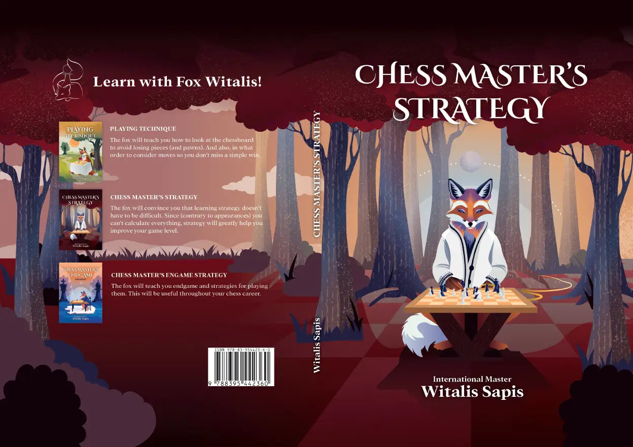 Front cover of Chess Masters Strategy book by IM Witalis Sapis – signed chess edition.