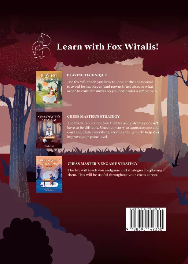 Back cover of Chess Masters Strategy book featuring chess strategy and technique guide.