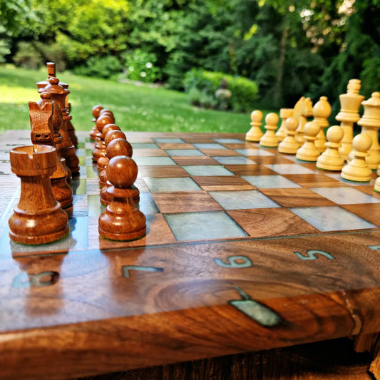 Chessboard with pearl green field Art and Handmade