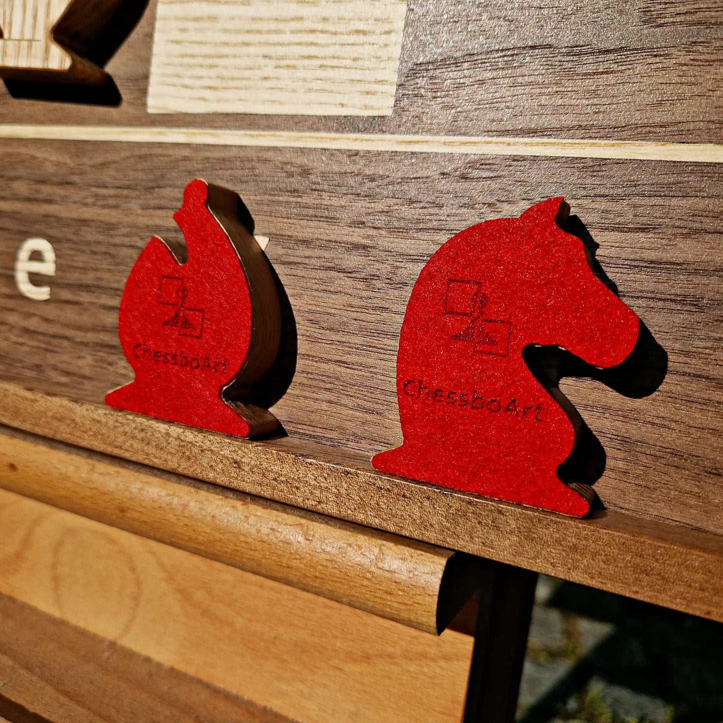 Wooden chess pieces Knight and Bishop with magnets inside