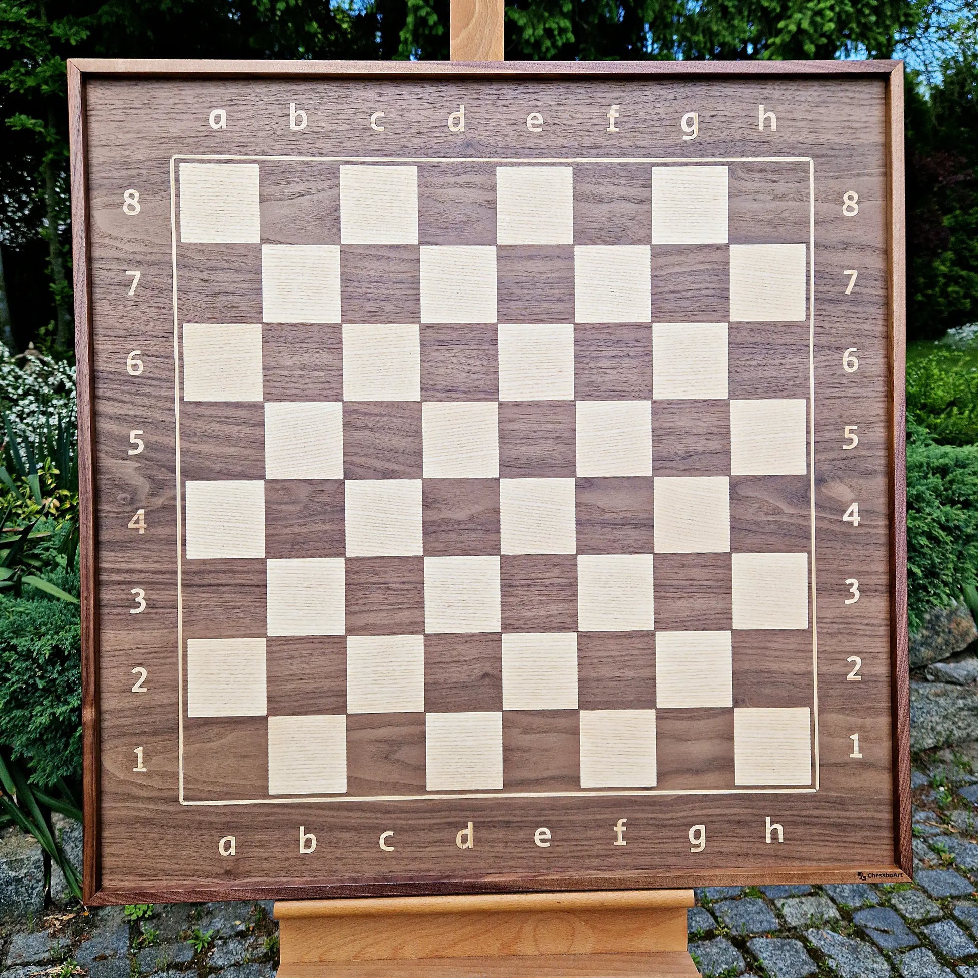 Wooden and handmade chess board for hanging on wall - vertical chess