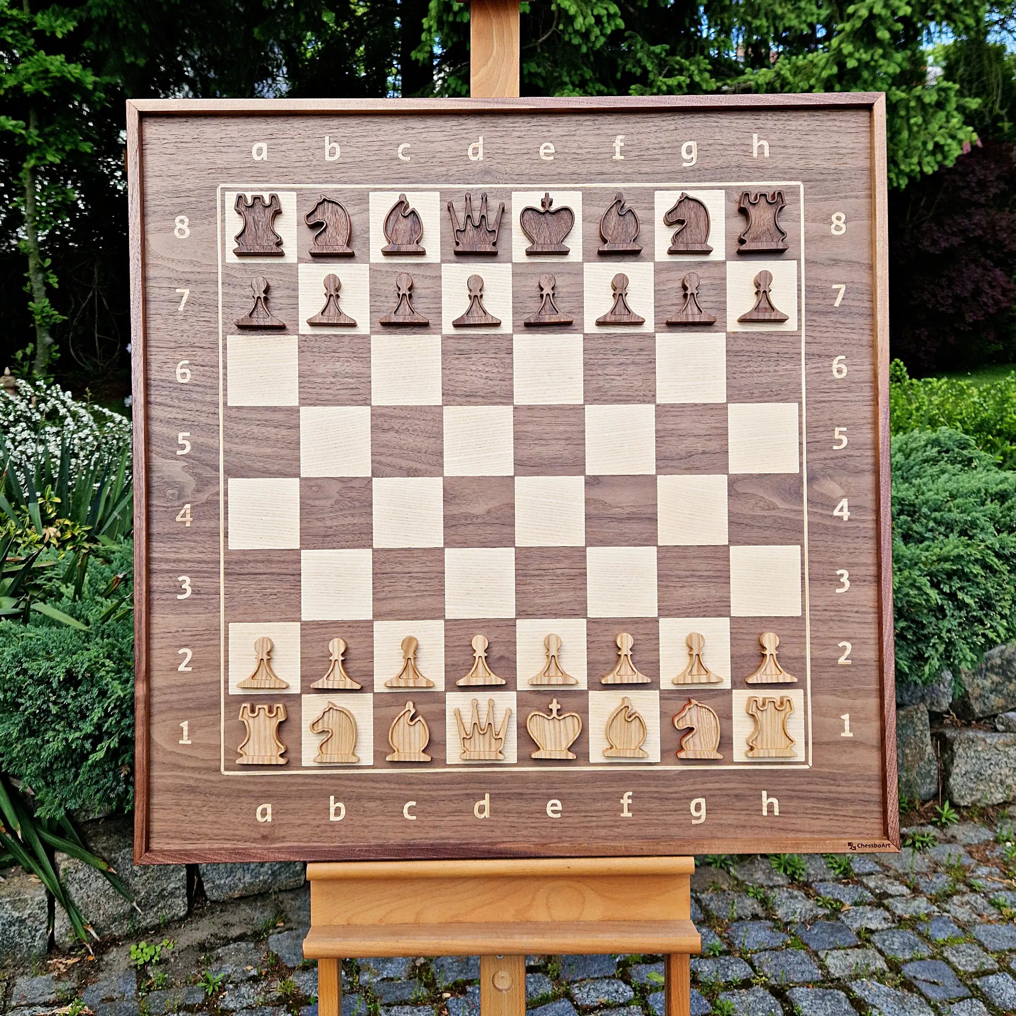 ♦︎ ［希少・大型サイズ］アンティーク調 壁掛け式 縦型チェスボード フルセット ChessboArt800_AmericanWalnut_B