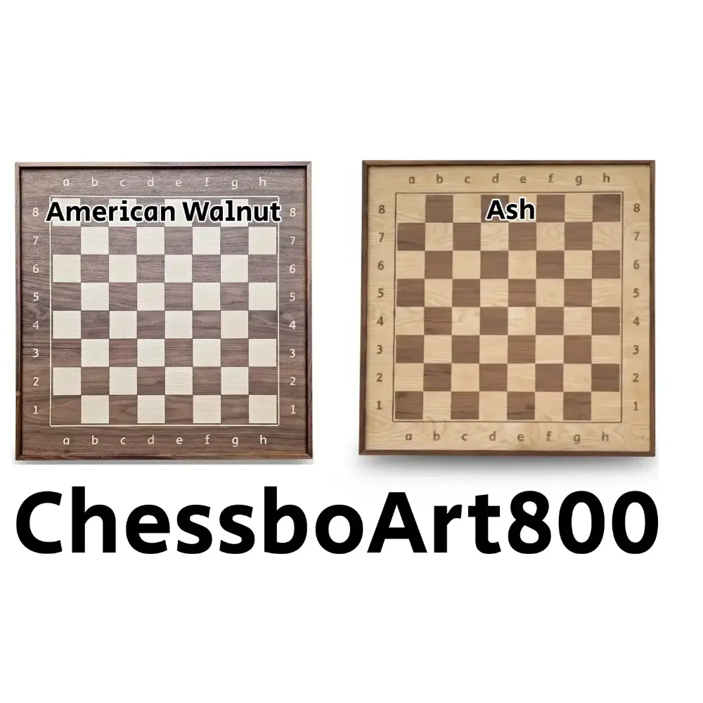 ChessboArt800 wood options compared: American walnut and ash wall chess boards