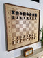 ChessboRN Large hanging Chess Set with plywood chess pieces