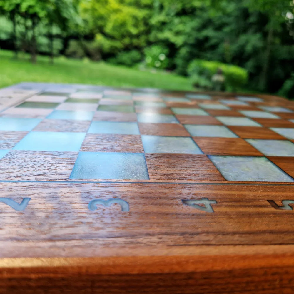 Chessboard with pearl green field Art and Handmade