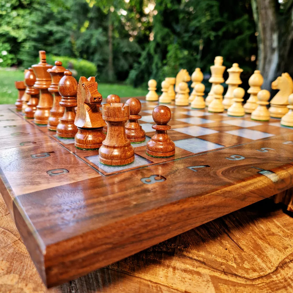 Chessboard with pearl green field Art and Handmade