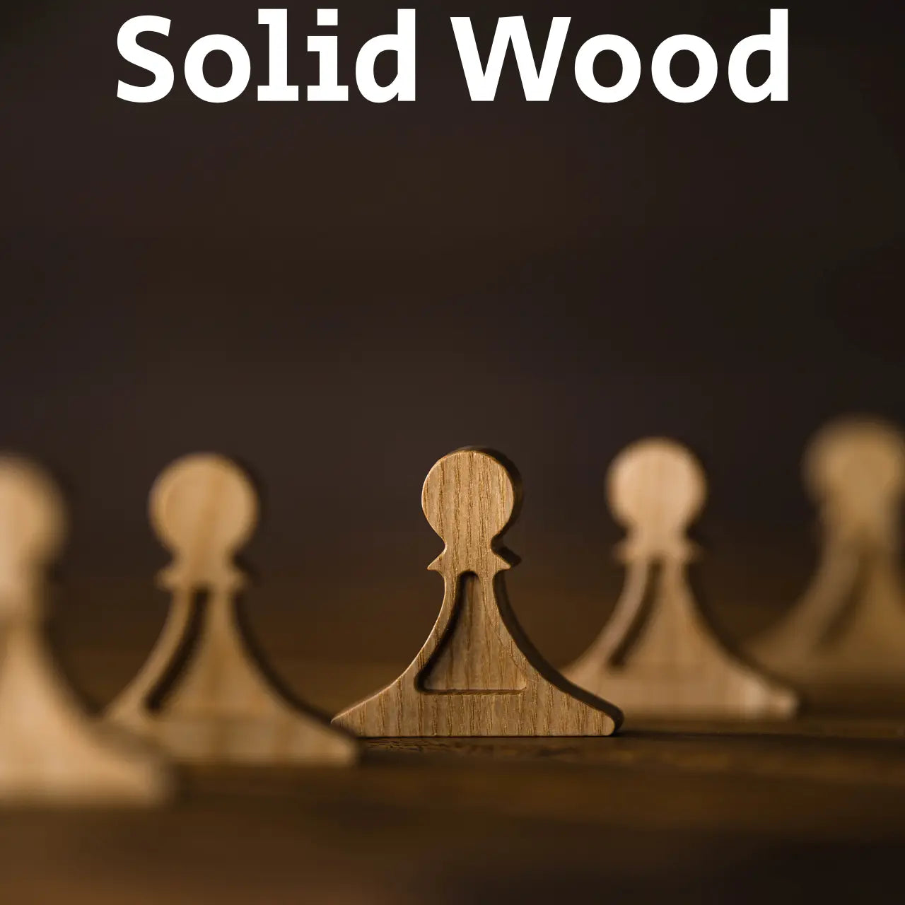 Close-up of Solid Wood magnetic chess pawns (Ash). Focus on premium wood quality and material finish.