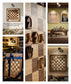 A hanging wall chessboard and magnetic figures in living rooms serving as an element of interior design