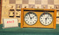 Authentic 1960s mechanical chess clock in fully working condition. Model KP07 displays the classic Dutch vintage design with a warm wooden casing and twin analog displays.
