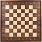 Front view of the ChessboArt 800 wooden wall chessboard in American walnut and ash, showing the playing surface and alphanumeric notation