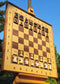 Wall chess board in starting position with pearl black and white magnetic epoxy resin inlays