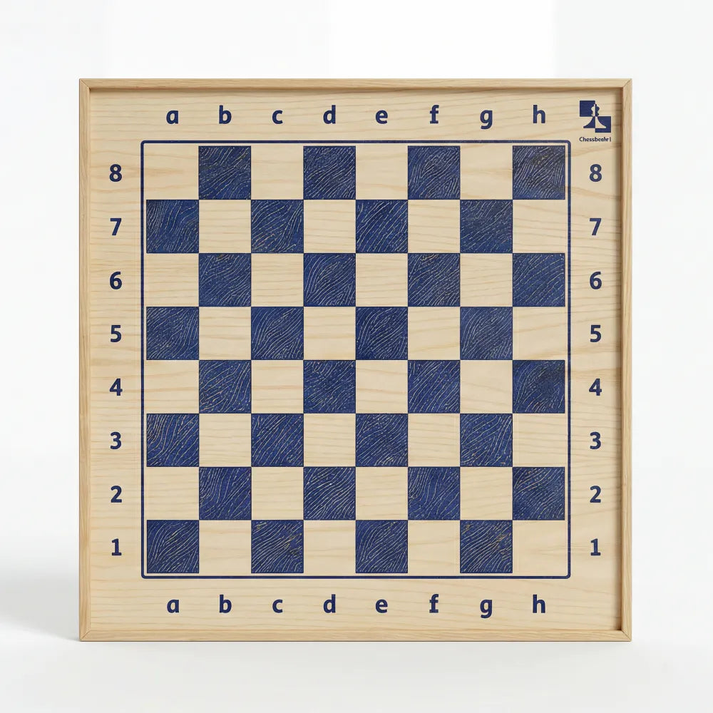 ChessboINK wall chess board in ash with hand-painted blue fields
