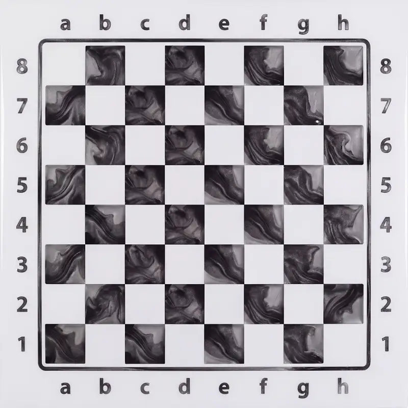 Empty Epoxy Ivory magnetic chessboard with a poured-resin marbled finish, ChessboPIN by ChessboArt