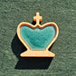Chess king piece fitted with a pearl turquoise magnetic epoxy resin inlay