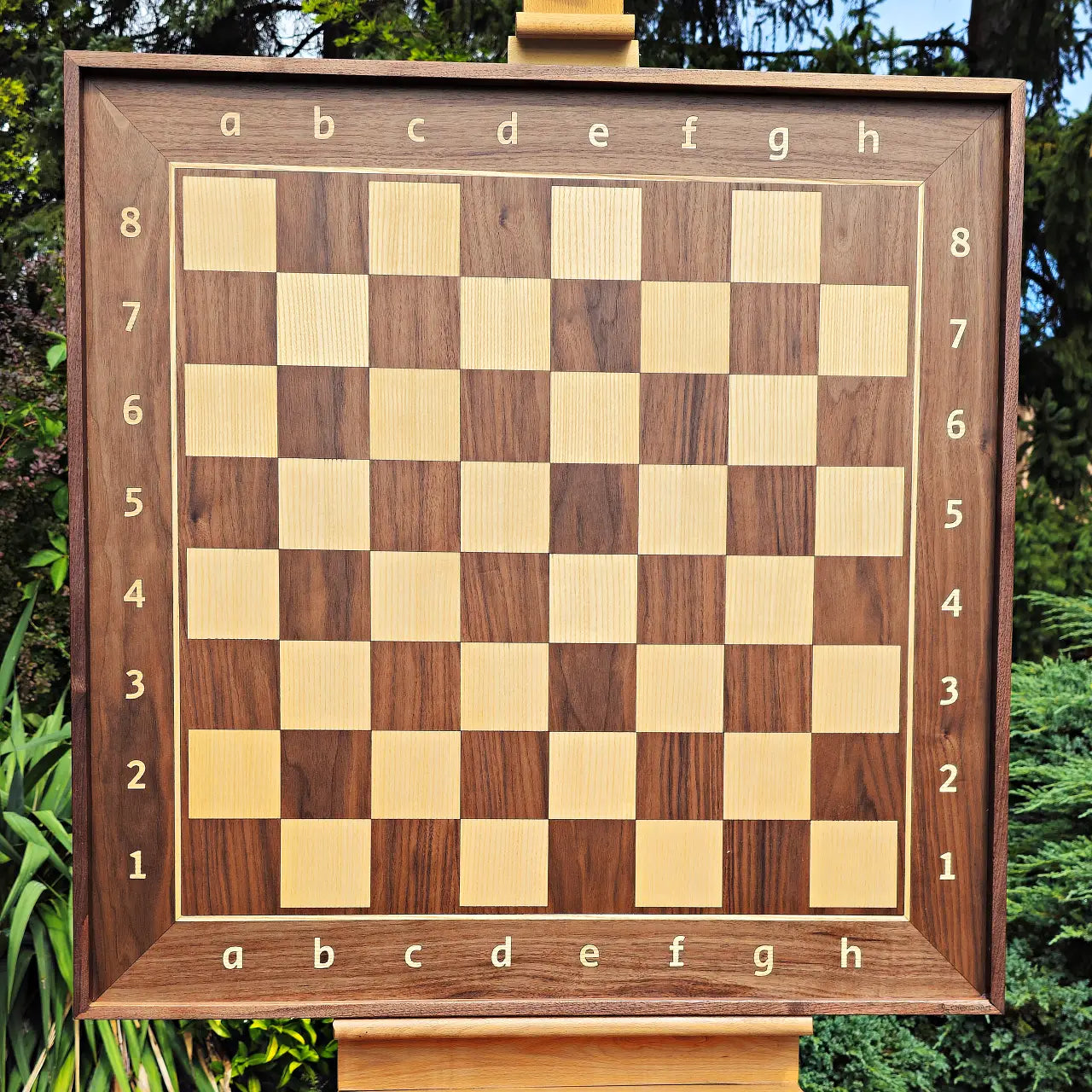 Wall chess board shown without the personalized frame attached, before installation