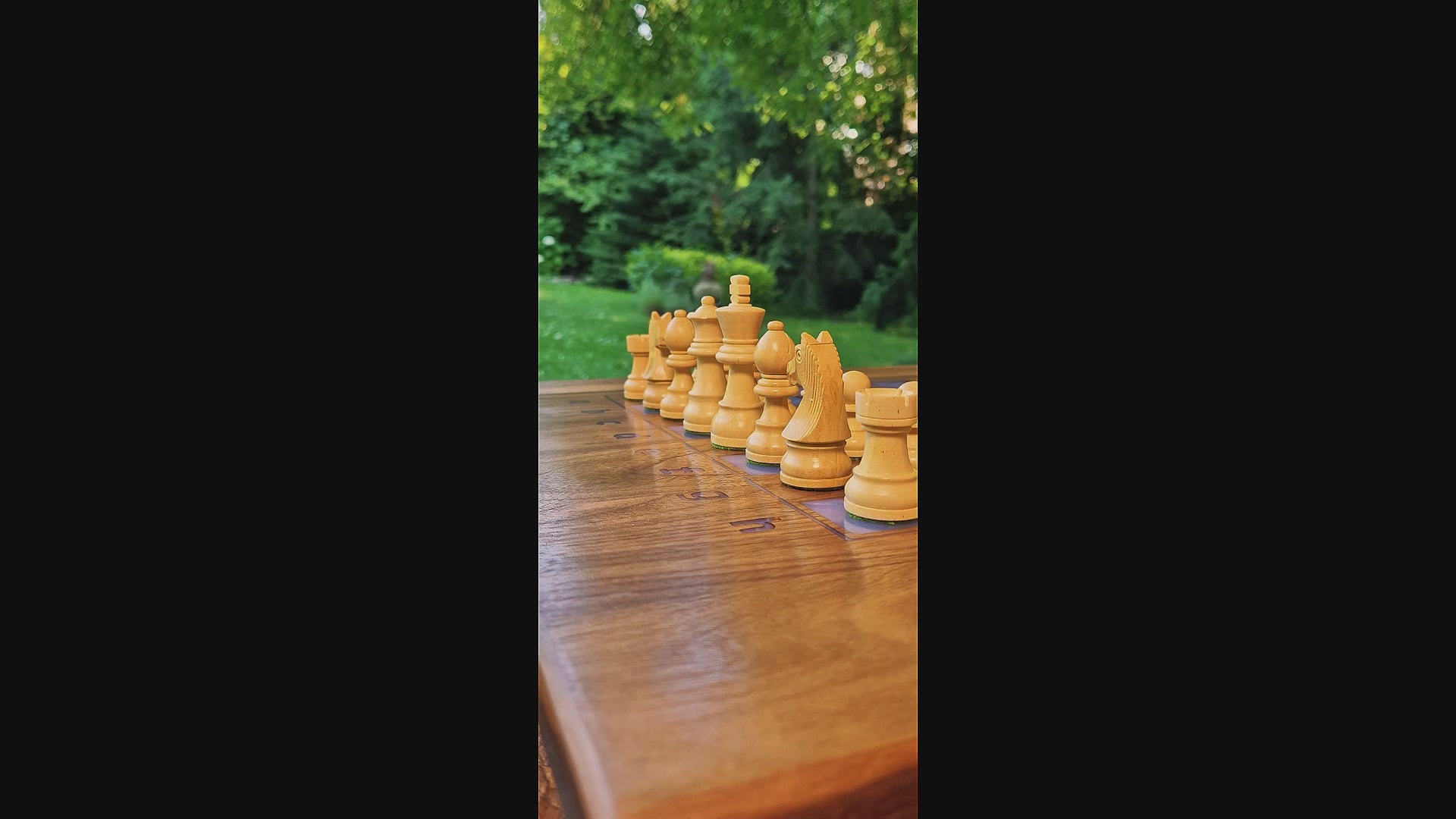 American Walnut Chessboard with blue epoxy square ChessboArt