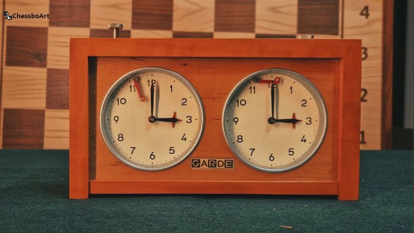 Mechanical chess clocks collection – classic European tournament chess timers in action