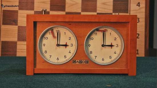 Mechanical chess clocks collection – classic European tournament chess timers in action