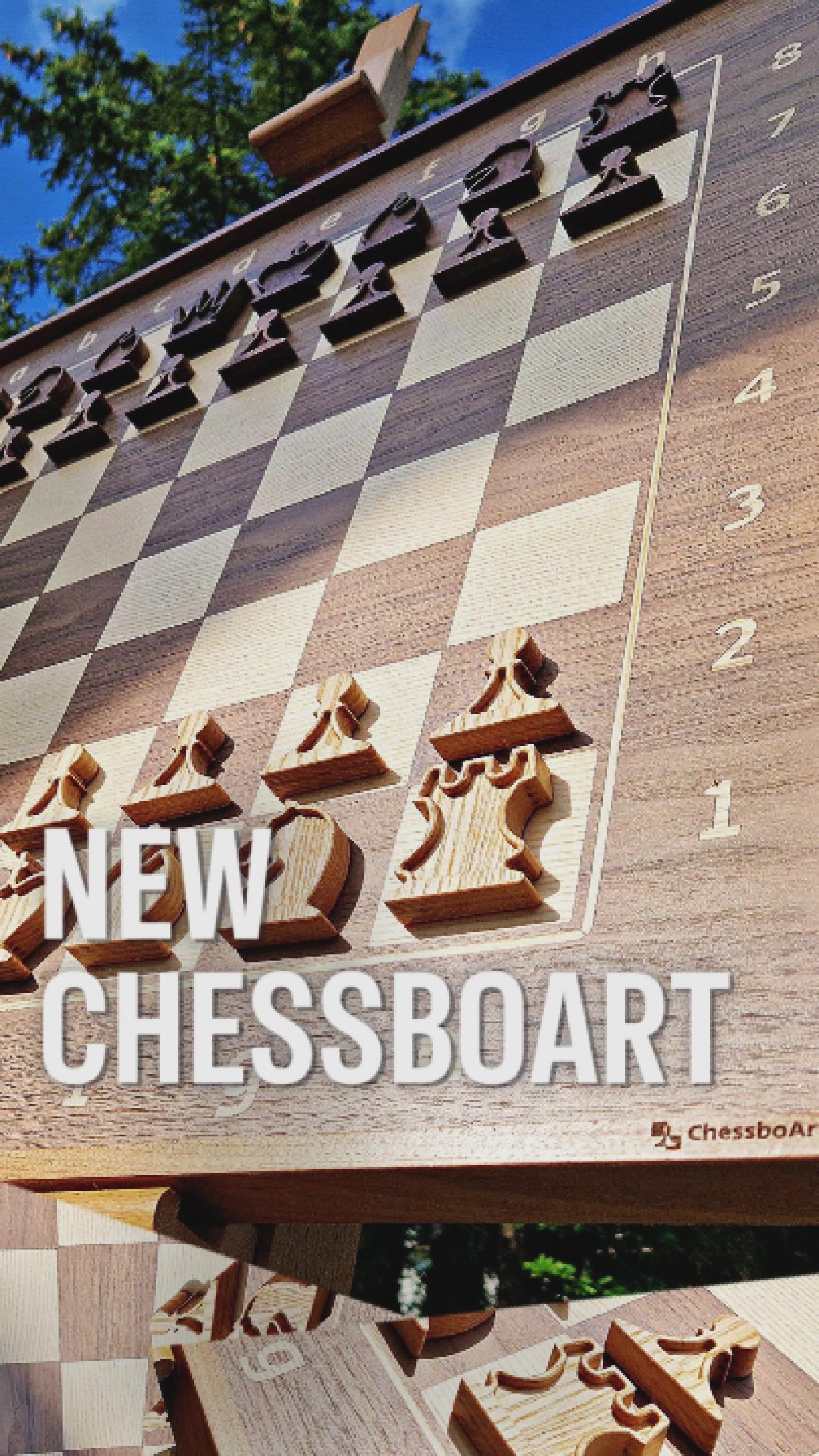 New Wally-mounted vertical Chess set, wood and handmade with perfect design