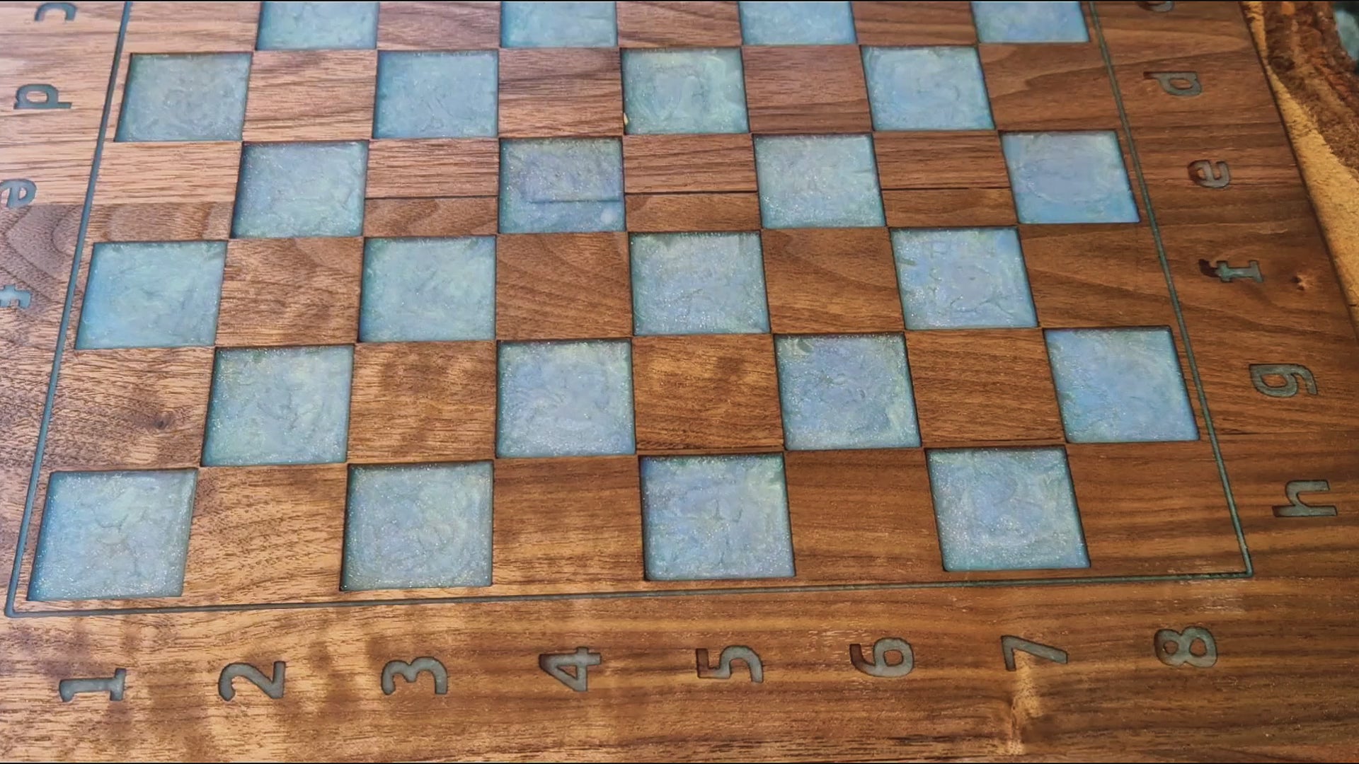 Chessboard with pearl green field Art and Handmade