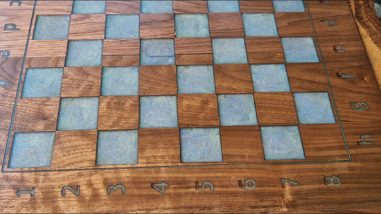 Chessboard with pearl green field Art and Handmade