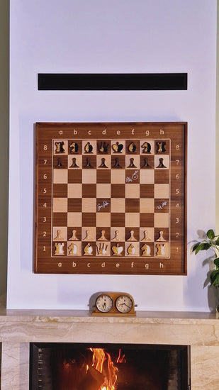 A chess trap shown on the ChessboArt800 demonstration board in the American Walnut version.