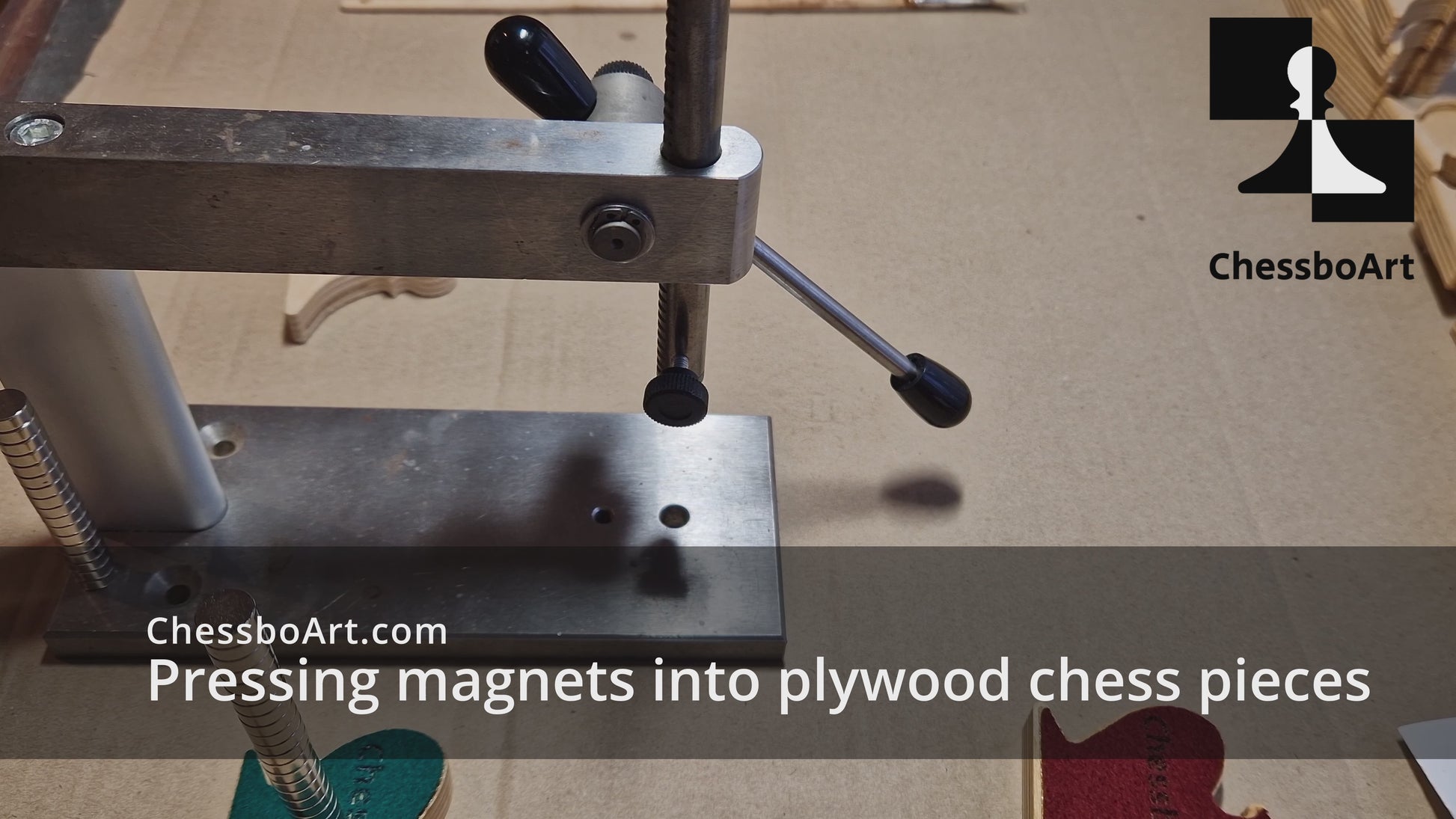 Video of how we press magnets into chess pieces to make them ultra durable!