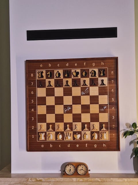 Video — Chess Olympiad 2024 and  GCT Warsaw 2024 players’ room: wall-mounted ChessboArt800 with multi-signatures (close-ups & context)